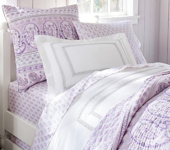 Details about   Pottery Barn Kids "Purple w/Metallic Embroidered Paisley" Standard Sham 