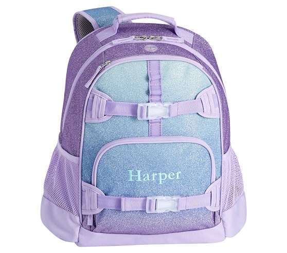 Lavender & Aqua Ombre Sparkle Glitter Kids Backpacks | Pottery 