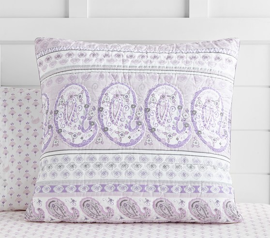 Details about   Pottery Barn Kids "Purple w/Metallic Embroidered Paisley" Standard Sham 