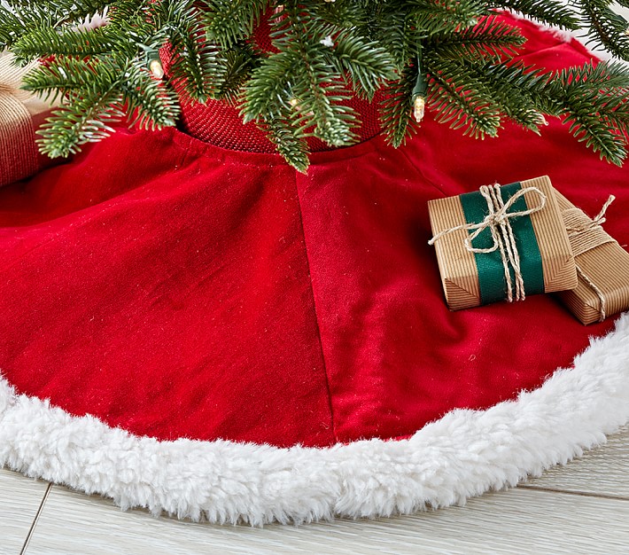 New Pottery Barn Kids Faux Fur Tree Skirt Christmas 54" Diameter 