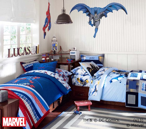 Details about   Pottery Barn Spiderman Twin Sheets Fitted Flat Comics Fabric For Crafts 