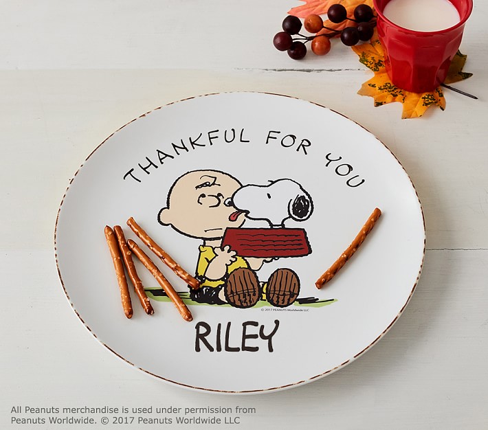 NEW 1 Pottery Barn Kids Peanuts Thanksgiving ~THANKFUL FOR YOU~ UTENSIL SET 
