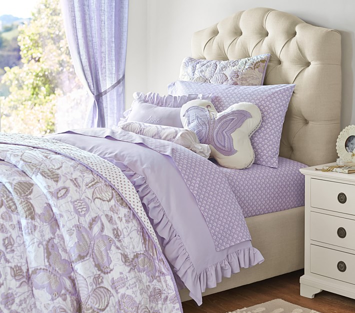 Details about   Pottery Barn Kids Windsor Butterfly Quilt Lavender Full Queen Shams 