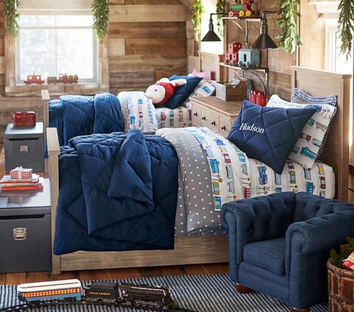 Train Flannel Kids' Sheet Set Pottery Barn Kids