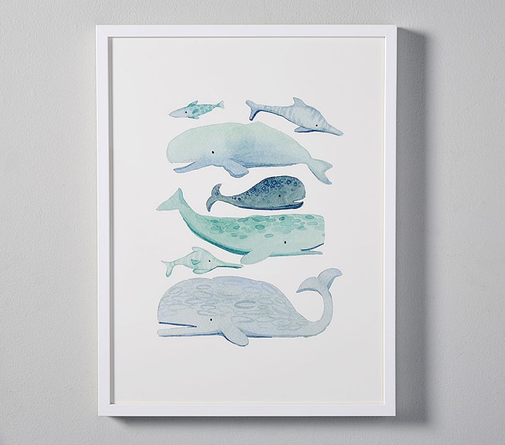 Blue Whales Wall Art | Pottery Barn Kids