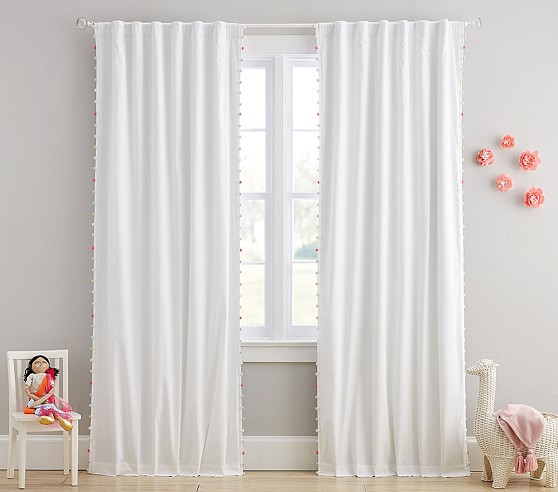 Thermal Insulated Curtains Details about   LORDTEX Multi Color Pom Pom Curtains for Kids Room 