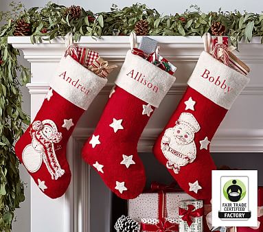 Pottery Barn Kids ALL THAT GLITTERS Snowflake Felted Wool Christmas Stocking 