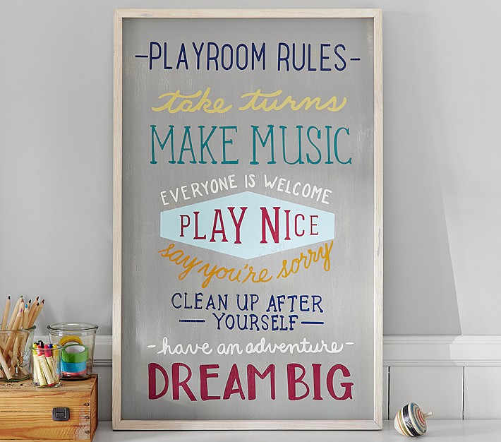 Playroom Rules Tin Poster Sign Vintage Look Retro Style Playroom Sign Kids Room Boys Room Girls Room