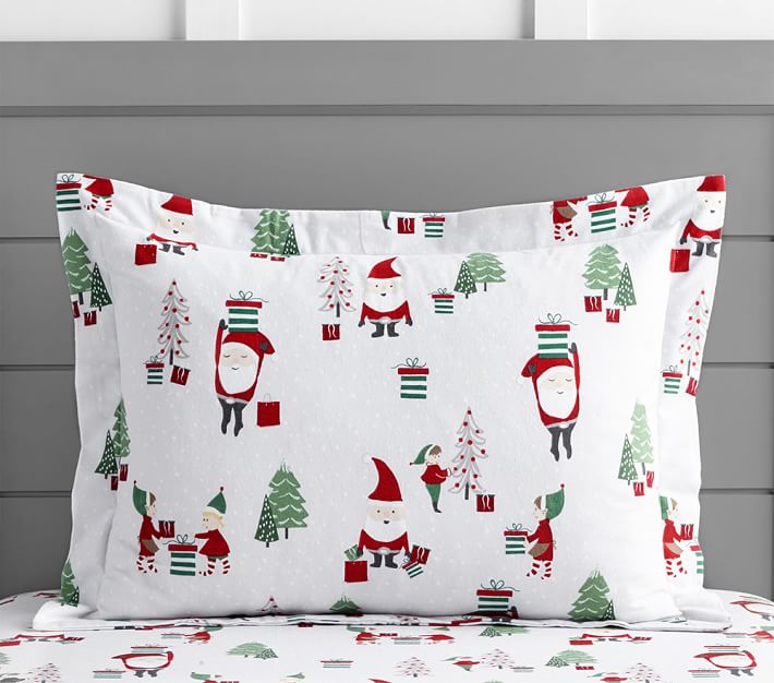 Holiday Santa Flannel Kids' Duvet Cover Pottery Barn Kids