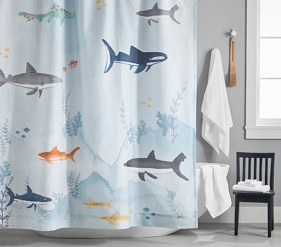 Shark Kids Shower Curtain Pottery, Pottery Barn Shower Curtains Extra Long