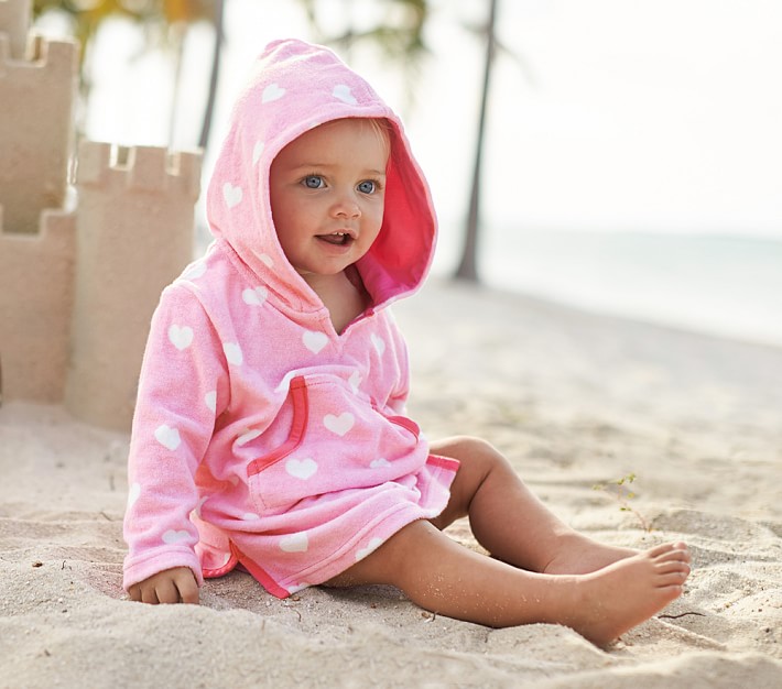 Pink Heart Terry Baby Beach Cover Up Pottery Barn Kids