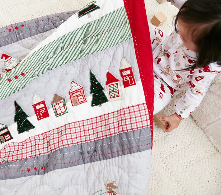 North Pole One Piece Baby Pajama & Hat Set Pottery Barn Kids