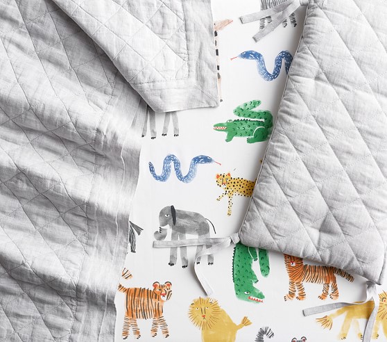 Pottery Barn Kids ~ Silly Safari Crib Fitted Sheet ~ Jungle Zoo Toddler NWT 