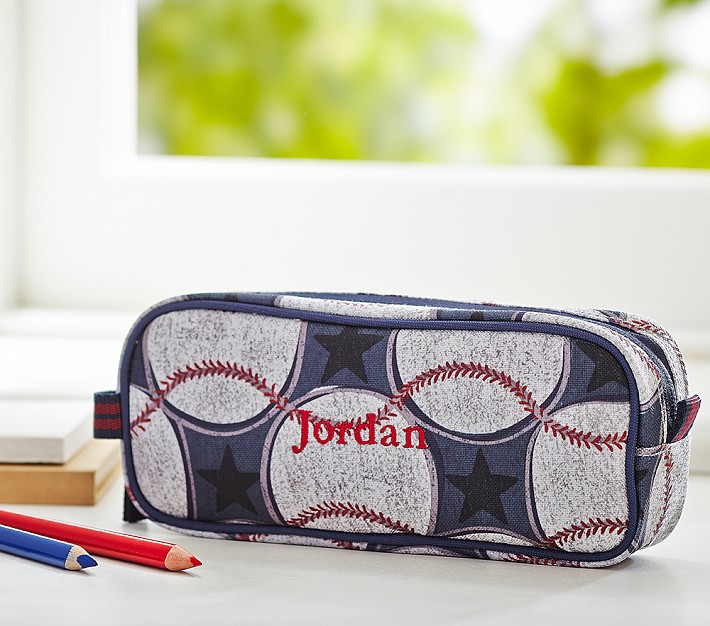 Mackenzie Blue Baseball Kids Pencil Case Pottery Barn Kids