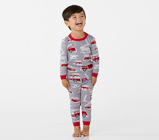 Toddler Boys Pajamas Fire Truck 100% Cotton Kids Train 2 Piece Pjs Sets Sleepwear Clothes Set 1-7 T
