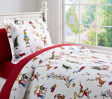 Pottery Barn Kids Grinch&Max Sheet Sets-Full,Queen,Standard  Dr Seuss Christmas 