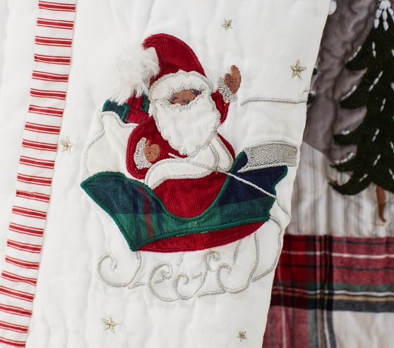 Christmas Holiday NEW Pottery Barn Kids Heritage Santa Quilted Standard Sham 