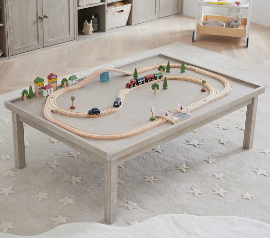 dark wood train table