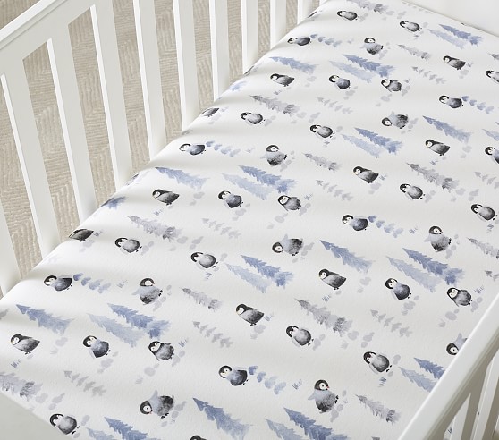70 x 140 cm Penguines 2 X Cot Bed Fitted Sheets