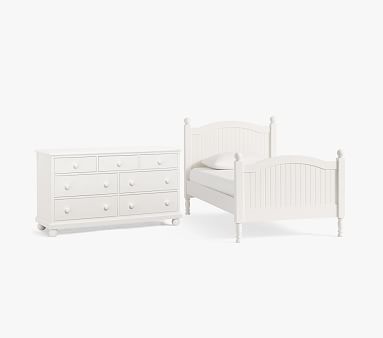 Catalina Single Bed & Extra-Wide Dresser Set, Simply White, In-Home Delivery