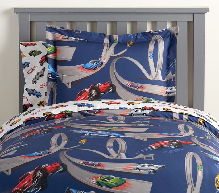 Hot Wheels® Kids' Duvet Cover Pottery Barn Kids