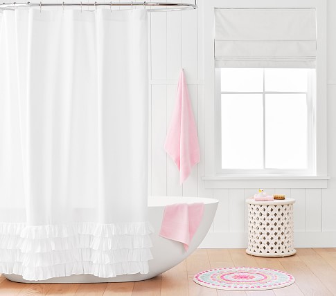 Ruffled Shower Curtain, White | Pottery Barn Kids