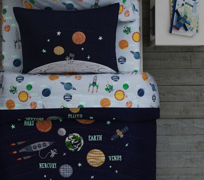 Solar System Glow-in-the-Dark Sheet Set & Pillowcases | Pottery Barn Kids