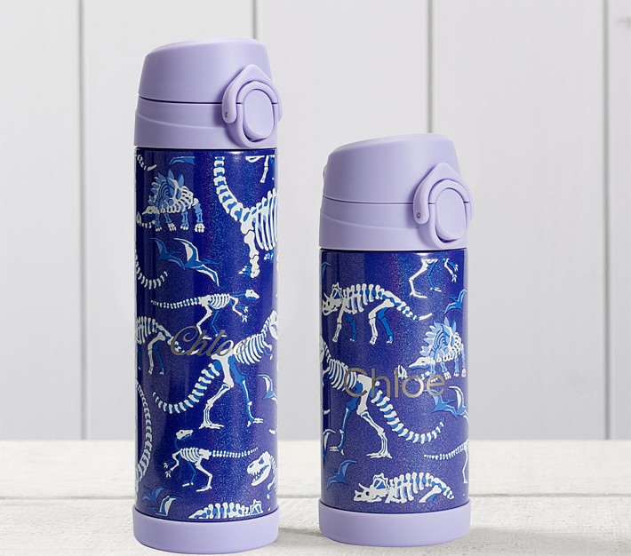Mackenzie Purple Dino Bones Glow Glitter Water Bottles Pottery Barn Kids
