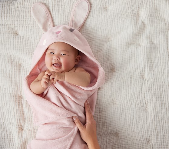 Hooded Baby Towel Supersoft Hooded Bath Towel Unisex Rabbits Design NEW 