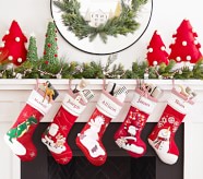 Pottery Barn Kids Christmas Stocking-with Embroidered Name-Red Quilted/snowflake 