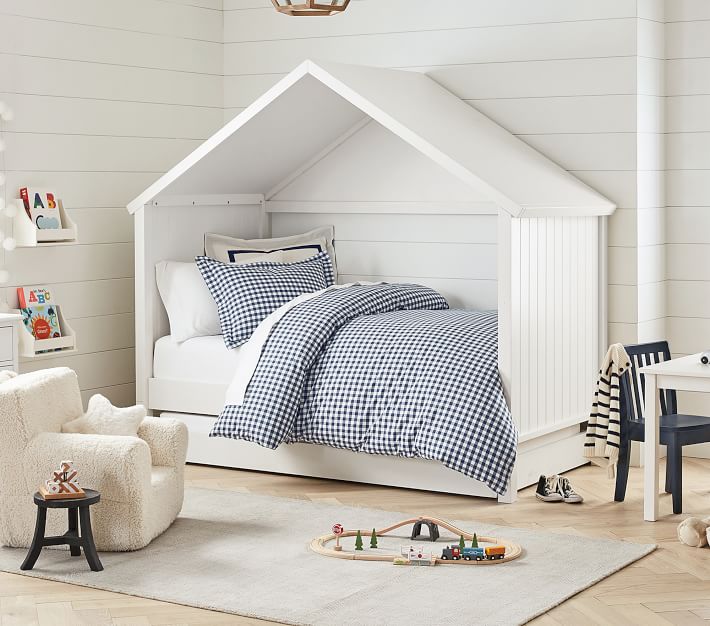 Boys Organic Check Kids' Duvet Cover Pottery Barn Kids