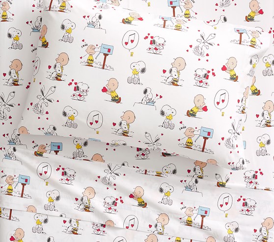 ❤Pottery Barn Kids Snoopy Heart Valentine Pillowcase Organic Peanuts❤ 