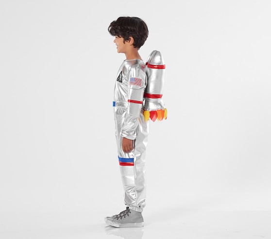 New Pottery Barn Kids Astronaut Light Up Halloween Costume 4-6 Years & Treat Bag 