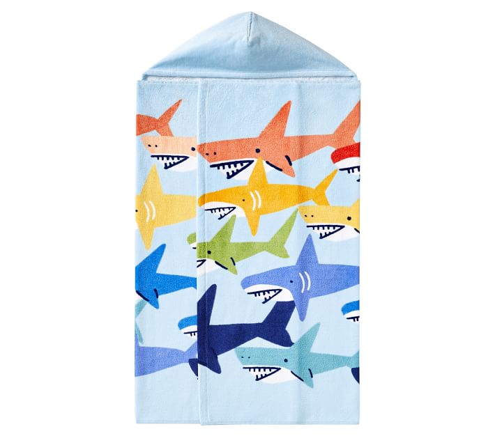 Rainbow Shark Kid Beach Hooded Towel | Pottery Barn Kids