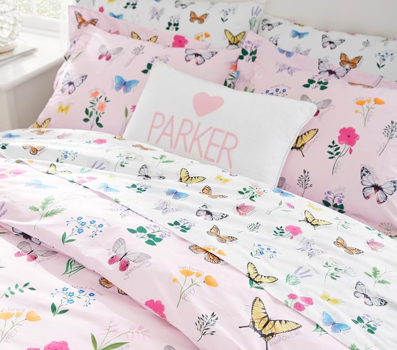 Butterfly Themed Bedroom Girls Toddler Single Double Bedding Duvet Curtains 