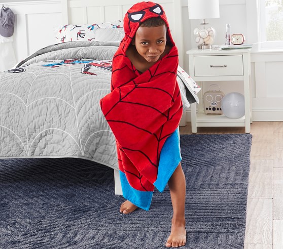 Marvel Spider man City Cotton Hooded Towel for Kids  23 x 51 Inch 