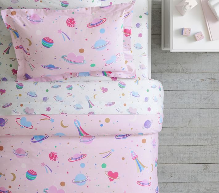 Galaxy Hearts GlowintheDark Sheet Set & Pillowcases Pottery Barn Kids