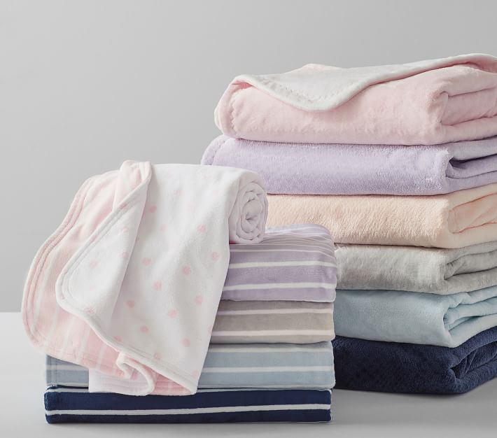 Dot & Stripe Chamois Baby Blanket Pottery Barn Kids