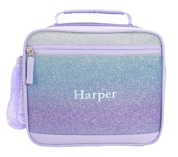 Mackenzie Lavender/Aqua Ombre Sparkle Glitter Lunch Boxes | Pottery ...