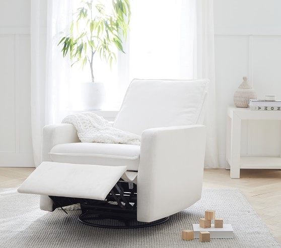 white swivel rocking chair