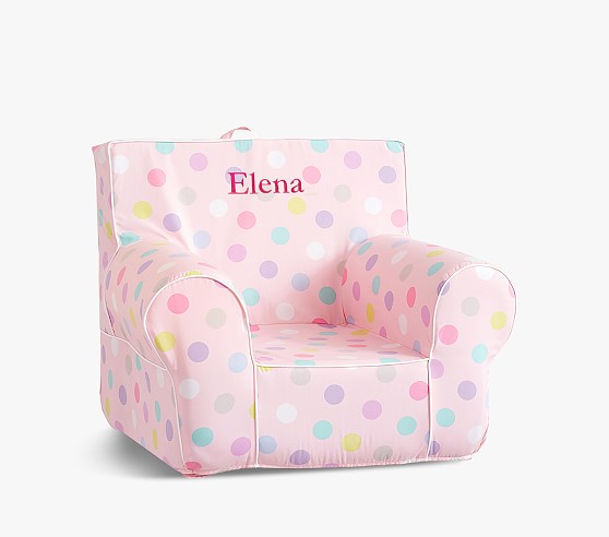 pink and white polka dot chair