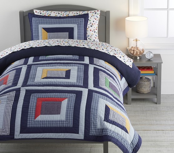 Pottery Barn Teen PBT Peace Out Quilt Blanket Cover quilted full queen f/q navy 