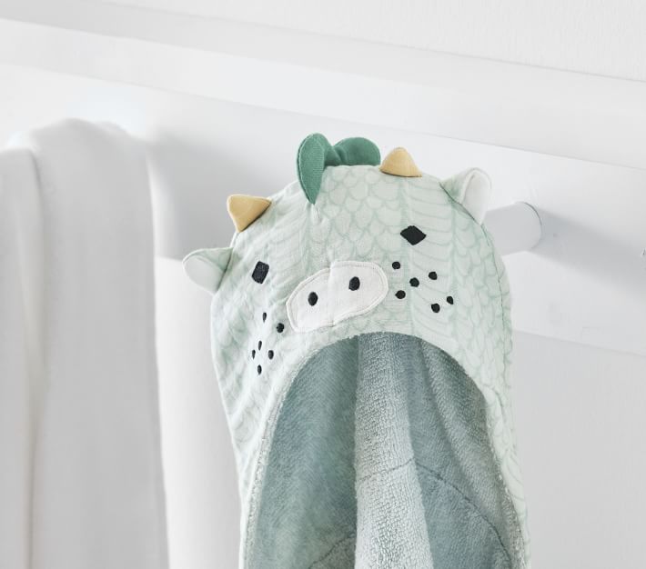 Child Baby Black Dragon with Green Eyes Hooded Bath Towel Tween 