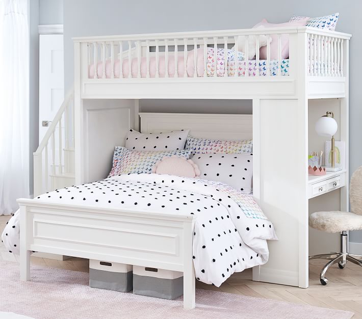 Fillmore Stair Kids Loft Bed & Lower Bed Set Pottery Barn Kids