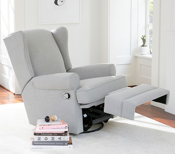 gray reclining rocking chair