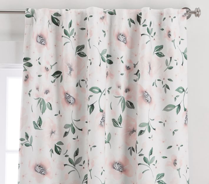 Meredith Floral Blackout Curtain Panel | Pottery Barn Kids