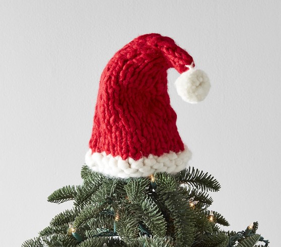 knitted santa hat tree topper