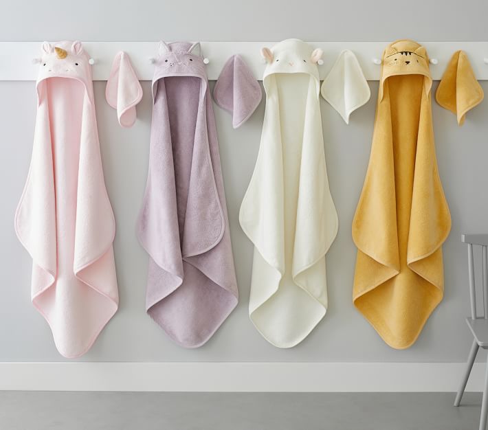 Super Soft Unicorn Baby Hooded Towel And Washcloth Pottery Barn Kids