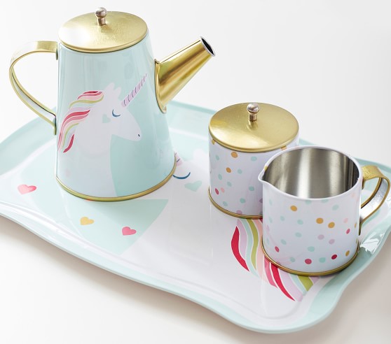 rainbow unicorn tea set