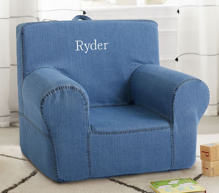 pottery barn denim chair